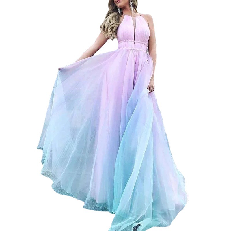 Romantic Rainbow Sexy Luxury Dress - Strapless Evening Gown