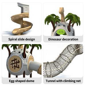 BOKE PLAY - Juego de Toboganes Combinados Comerciales con Temática de Dinosaurios T-Rex, Equipo de Juegos al Aire Libre de Metal y Plástico - Product Image 4