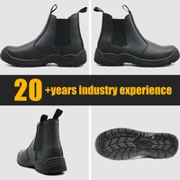 Bottes de travail industrielles en cuir noir, chaussures de sécurité anti-écrasement, embout en acier, plaque intermédiaire en acier, antidérapantes, résistantes aux huiles et aux acides, pour hommes, sans lacets