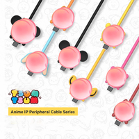 Kabel USB C Kartun Baru dengan Pelindung Anyaman, Pengisian Cepat 6A untuk Komputer & Earphone, Desain Lucu, Tipe-C ke Tipe-C