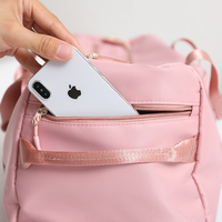 Gran oferta Unisex, bolsa de gimnasio de lona Oxford rosa, expandible, impermeable, poliéster, directo de fábrica, patrón de letras, bolsa de fin de semana