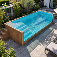 Meilleure Offre : Piscine Conteneurisée Hors Sol en Fibre de Verre avec Jets de Spa, Jacuzzi Extérieur Préfabriqué Portable pour Location de Toit en Vacances
