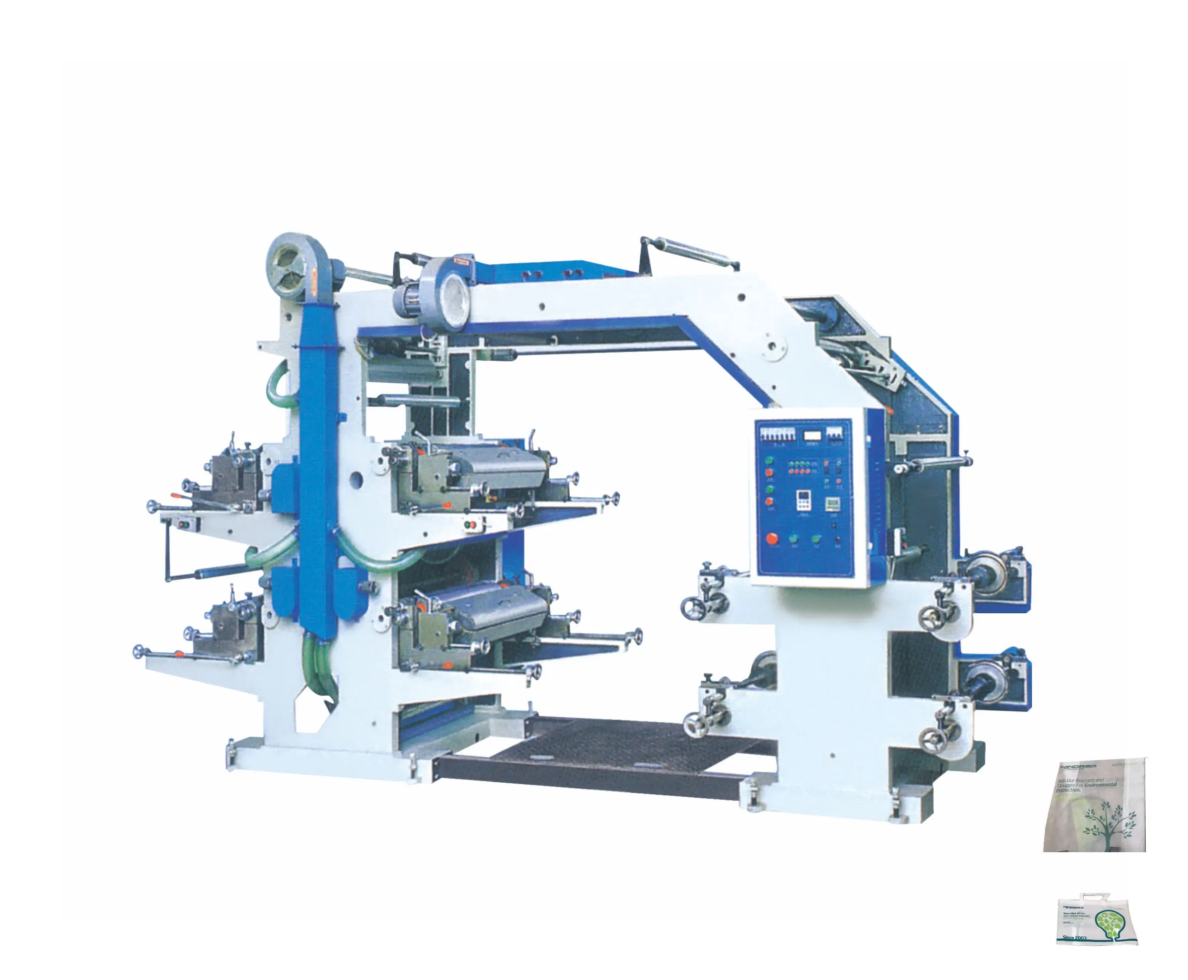 Automatic monochrome roll to roll non woven four color flexo printing machine