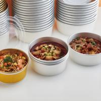 Mangkuk Sup Kertas 16oz 24oz 32oz dengan Tutup untuk Makanan Panas, Wadah Makanan Berlapis Emas, Mangkuk Salad Kertas Sekali Pakai