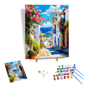 ORFON Dropshipping Kit Pittura con Numeri Personalizzabile su Tela, Scena di <span class=keywords><strong>Strada</strong></span> Costiera, <span class=keywords><strong>per</strong></span> Bambini e Decorazione Domestica - Product Image 1