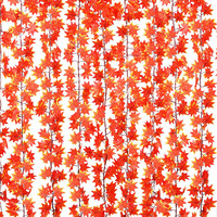 Guirlande de feuilles d'érable artificielles transfrontalière, lot de 12 pièces, vigne suspendue, décoration intérieure et extérieure pour Thanksgiving et mariages