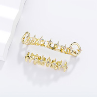 Grilles dentaires en zircon super scintillantes, style étoile, avec empiècements creux, en or massif, vente en gros TEMU, Halloween, best-seller