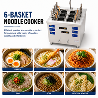 Cuiseur à pâtes et ramen électrique à induction en acier inoxydable à double cuve, robuste, puissance 2x6KW, conception multi-paniers, Plug-and-Play, 380V