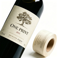 Étiquettes personnalisées de haute qualité pour bouteilles de vin rouge, holographiques, résistantes à l'huile, avec logo, texte, papier texturé, autocollants en feuille d'or, UV, coton