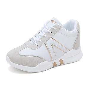 Xuanhui En gros Baskets décontractées à lacets pour femmes, en daim blanc et gris, avec plateforme compensée discrète de 7 cm, pour la marche - Product Image 4