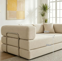 Juego de Sofás de Espuma Comprimida al Vacío, Sofá Modular Cuadrado Ajustable de Tela con Corduroy y Esponja de Microfibra