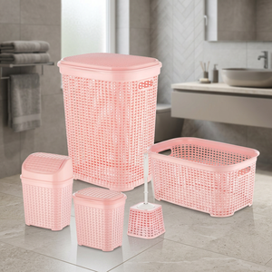 CATEEM MRD306-Tr Organisateur de vêtements et de literie multifonction en plastique PP tissé en nid d'abeille, type autoportant, suspendu ou mural pour salle de bain - Product Image 3