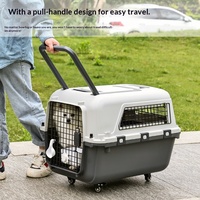 Cage de transport pour animaux de compagnie approuvée par les compagnies aériennes, en PP rigide avec roulettes, poignée télescopique, grille en acier ventilée, pour chiens et chats
