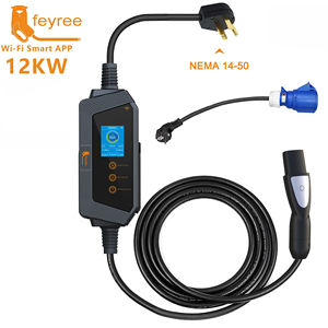 Cargador Portátil para Vehículos Eléctricos Feyree NACS para Tesla, 12 kW, 50 A, Pantalla de 2.8 Pulgadas, con Adaptador, Cargador Rápido, Cable de Carga de 5 Metros con Soporte para Cable - Product Image 1