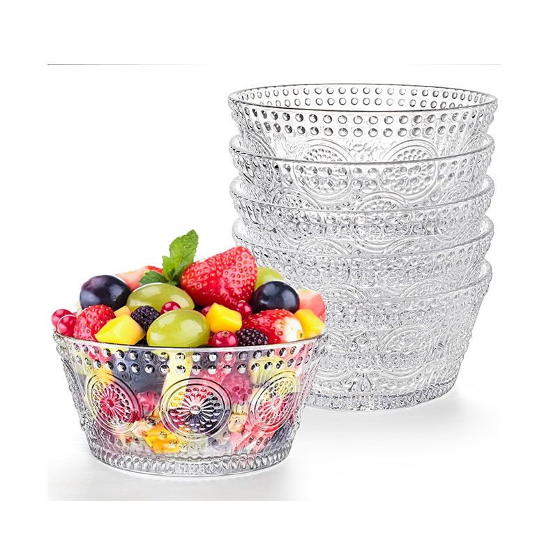 Hot Sale 12oz Small Glass Bowl Sunflower Vintage Pattern Dessert for Ice Cream Fruit Salad Dipping for Parties