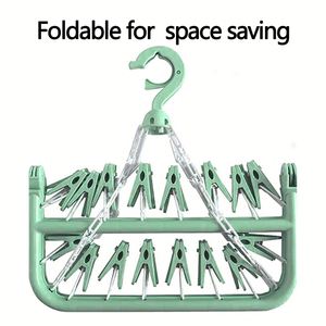 Folding Hanging Clothes <strong>Hanger</strong> with 32 <strong>Clips</strong>, Multifunctional Windproof Socks <strong>Clip</strong>, Drying Clothes <strong>Hanger</strong> for Household Use - Product Image 2