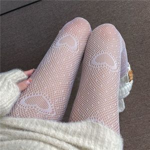 Sweet Fishnet Stockings Black Heart Pattern 20D Sheer Thin Cotton Women's Pantyhose Four Seasons Lolita Style - Product Image 3