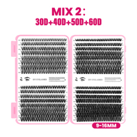 Ensemble de faux cils en grappe de vison synthétique, faits main, 32 rangées, longueurs mixtes, courbure D, segmentés, styles multiples, doux et légers, en forme de livre