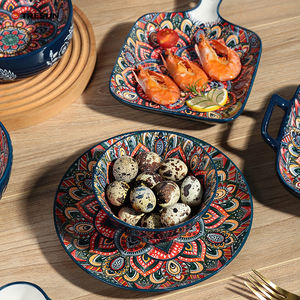 Ensemble de vaisselle de la collection de dîner en céramique multicolore vibrante avec bols et assiettes pour repas - Product Image 6