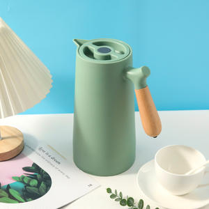 <span class=keywords><strong>Carafe</strong></span> à café isolée sous vide à double paroi 1L avec manche en bois et doublure en verre Pot thermos de voyage au <span class=keywords><strong>design</strong></span> nordique - Product Image 2