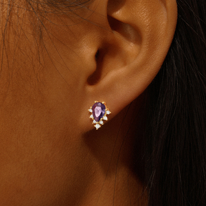 CANNER - Aretes de Plata de Ley 925 con Circonita Cúbica Morada en Forma de Gota de Agua para Mujer, Regalos - Product Image 4