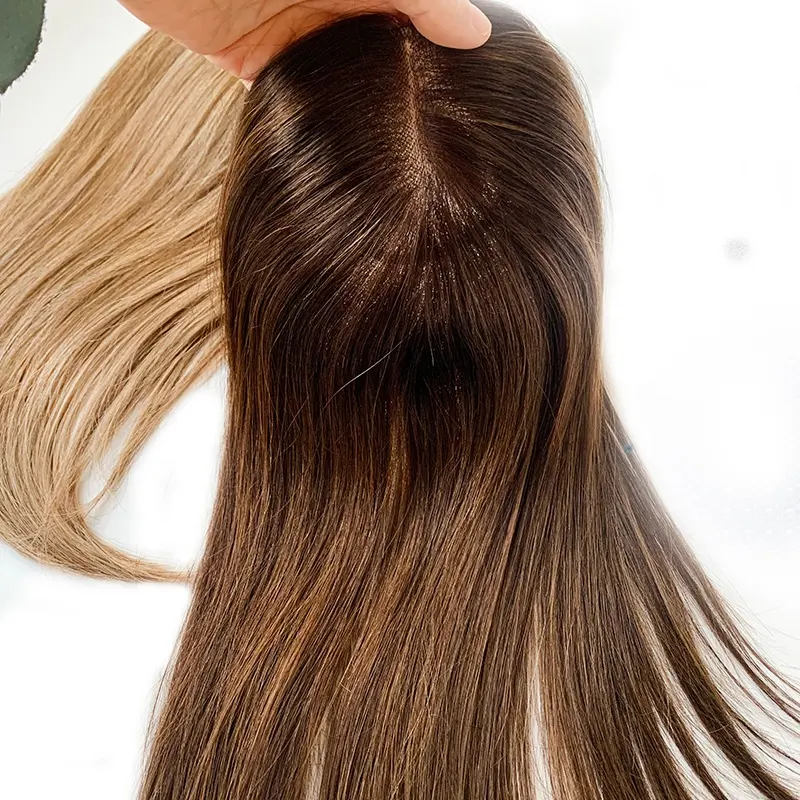 Schlussverkauf braune Balayage Damen echthaarperücke Oberteile natives Haar Ersatz-Toupee-Systeme