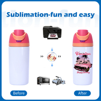 Vaso Térmico Sublimable de 16 oz, Botella de Agua Blanca con Tapas Multicolores para Niños, Escuela, Deportes al Aire Libre