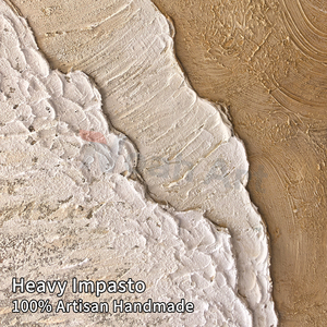Opera d'Arte Originale Minimalista con Onde Oceaniche e Paesaggio Marino Astratto, Quadro su Tela con Texture 3D in Gesso Pesante per Soggiorno, Spedizione Rapida - Product Image 3