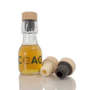 Lagerbestand: glasflasche für olivenöl holzstopper holzplatte synthetischer kork-ausgießer