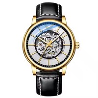 Reloj de pulsera para hombre, multifuncional, transparente, diseño hueco, reserva de energía de larga duración, cuarzo, nueva banda de cuero, esfera de puntero