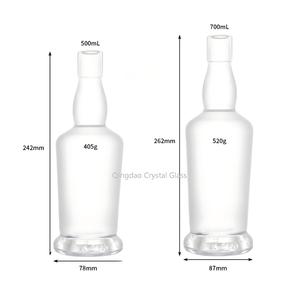 Bouteille en verre ronde à épaule plate de 500 ml et 750 ml avec bouchon en bois et logo personnalisé pour spiritueux, liqueurs, whisky, <span class=keywords><strong>vodka</strong></span>, tequila – Vente en gros - Product Image 2