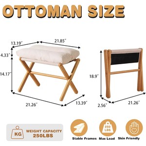 Poggiapiedi Pieghevole in Bambù, Pouf Piccolo con Superficie Liscia e Bordi Arrotondati, Sicuro e Comodo per Riposo Piedi, Casa, Camera da Letto, Balcone - Product Image 3