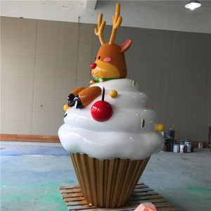 Decorazione di natale all'aperto gigante decorativo in fibra di vetro statua Cupcake con <span class=keywords><strong>alce</strong></span> - Product Image 5