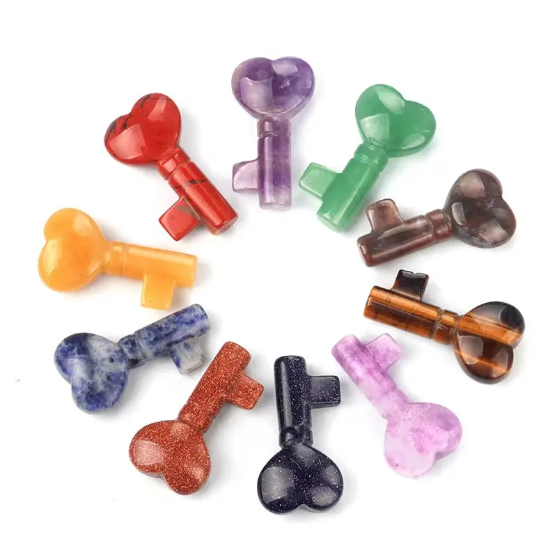 Wholesale Chakra natural Gemstone Healing Energy Crystal jewelry gift Carved mix material crystal Keys for fengshui