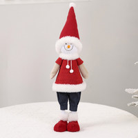 Yeni Stil El Yapımı Çevre Dostu Kırmızı Kumaş Noel Süsleri Noel Baba Ren Geyiği Ayakta Duran Figür Bebek Süsü Kardan Adam