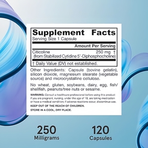 Disponibili Capsule di Citicolina CDP Choline, Integratore Nootropico per la <span class=keywords><strong>Salute</strong></span> Cerebrale, Supporto alla Memoria, Concentrazione e Prestazioni Cognitive - Product Image 6