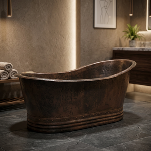 Baignoire ovale autoportante en cuivre martelé de luxe, fabriquée à la main, en métal, classique, pour bain à l'ancienne, pour la maison, l'hôtel, la salle de bain - Product Image 2