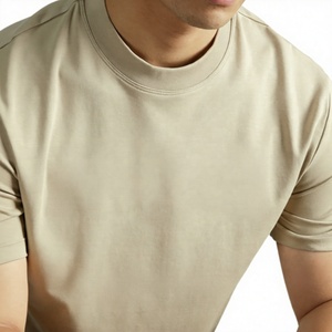 T-shirt en coton à manches courtes pour homme, coupe ajustée, col rond, couleur unie, respirant, jersey décontracté - Product Image 1