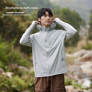 Vêtements de protection solaire en soie glacée pour hommes, veste d'été fine à capuche respirante, chemise de pêche <span class=keywords><strong>anti</strong></span>-<span class=keywords><strong>UV</strong></span> pour l'extérieur - Product Image 2