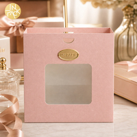Sacs cadeaux de luxe personnalisés IN PACK, parfums de boutique, emballage de petits bijoux pour mariage, sac en papier rose avec poignée découpée