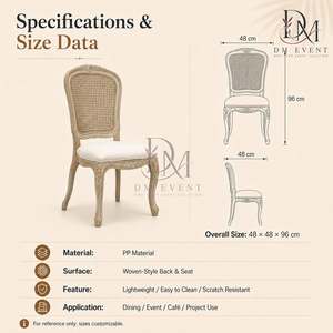 Carved Cane Back Wood Wedding <b>Chair</b> Upholstered Banquet <b>Chair</b> for Wedding Receptions Event Venues and Wholesale - Product Image 3
