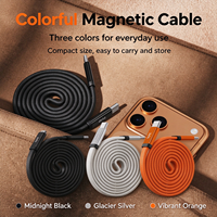 Kabel Charger Magnetik Nilon Kepang Datar 240W Terbaru 2026, Kabel USB Tipe C untuk Android, iPhone, Power Bank, Perangkat Seluler