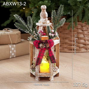 Lanternes de Noël rustiques en plastique Longstar Jess, lanternes à LED effet vieilli avec bougies, nœuds écossais et baies de pin pour la table des fêtes (vente en gros) - Product Image 4