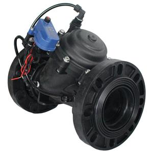 Válvula solenoide de irrigación con brida DN100 de plástico, tipo normalmente cerrado, con interruptor manual externo para uso agrícola - Product Image 3