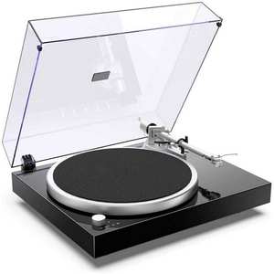 Tocadiscos de Escritorio Moderno Negro Personalizado de Fábrica con Altavoz, 3 Velocidades, Radio FM y Bluetooth para Decoración del Hogar, Audio de Alta Fidelidad - Product Image 1