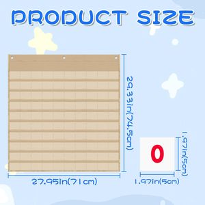 Tabla de bolsillos con números del 1 al 100, 9x9 pulgadas, material PP, para niños, aula, hogar, herramienta de aprendizaje de matemáticas - Product Image 2