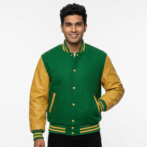 เสื้อแจ็คเก็ตเบสบอล บาสเกตบอล กอล์ฟ แบบ Letterman Varsity  ผ้าขนสัตว์และแขนหนังแท้ - Product Image 1
