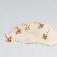 Cincin Hidung 20G CZ Butterfly 316L Baja Bedah Berlapis Emas Vintage Kristal L Bentuk L untuk Hadiah Pernikahan
