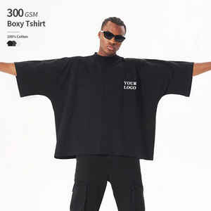 T-shirt da uomo RUICHI Boxy <span class=keywords><strong>Fit</strong></span> Plus Size in cotone pesante con scollo a girocollo stretto, maglietta stile streetwear americano - Product Image 5