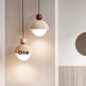 Lampe suspendue en pierre Huangdong et bois, style rétro Wabi-Sabi, pour chambre, <span class=keywords><strong>restaurant</strong></span>, gîte - Vente en gros transfrontalière - Product Image 3